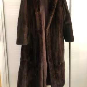 Elegant dark ranch mink full length coat